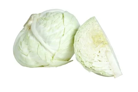 White cabbage isolated on white background. Vegetables for salad. Stock Photos