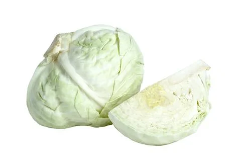 White cabbage isolated on white background. Vegetables for salad. Stock Photos