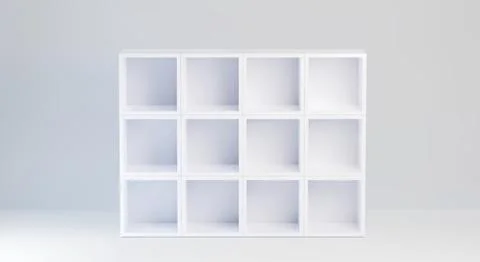 White cabinet with empty compartments Stock Illustration