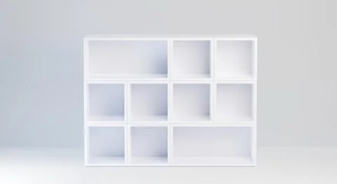 White cabinet with empty compartments Stock Illustration