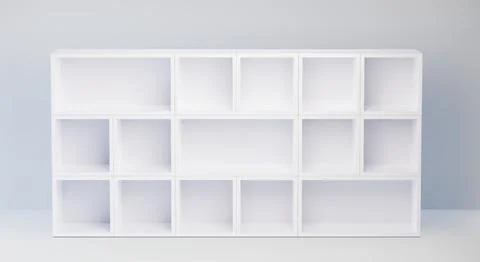 White cabinet with empty compartments Stock Illustration