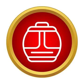 White cable car icon on red button Stock Illustration