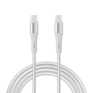 White cable for charging and synchronization with Type  C and Type  C conne.. Stock Photos
