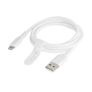 White cable for charging and synchronization with Type - C, USB, Micro USB,.. Stock Photos