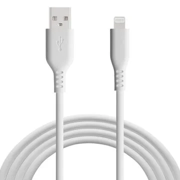White cable for charging and synchronization with Type - C, USB, Micro USB,.. Stock Photos