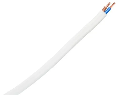 White Cable electrical power wire copper isolated on a white background. Stock Photos