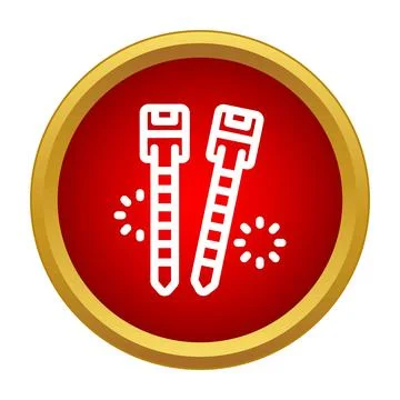 White cable tie icon in red gold circle button Stock Illustration