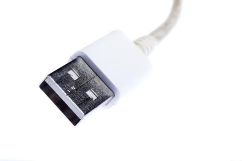 White cable with usb terminal Stock Photos