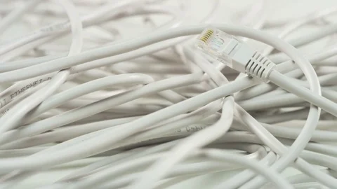 White Cables. Camera Moving From Up to Down Stock Footage 69790888