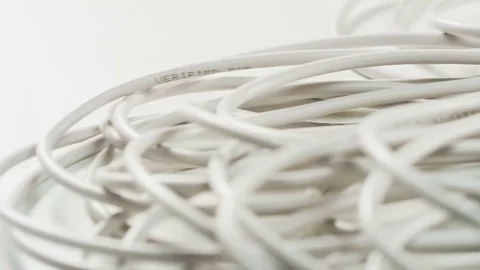 White Cables. Camera Moving From Left to Right Stock Footage 69791032