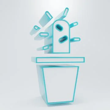 White Cactus and succulent in pot icon isolated on grey background. Plant g.. Stock Illustration