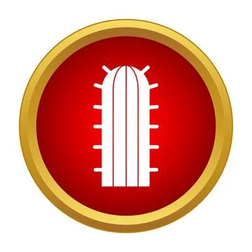 White cactus icon in red round frame Stock Illustration