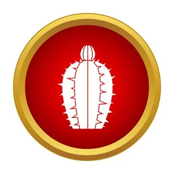 White cactus plant icon in red circle イラスト素材