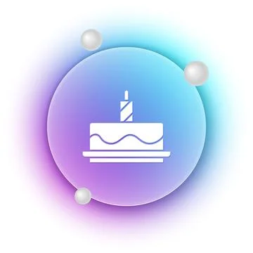 White Cake with burning candles icon isolated on white background. Happy Bi.. Stock Illustration