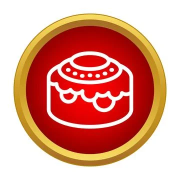 White cake or pastry icon on red button Stock Illustration