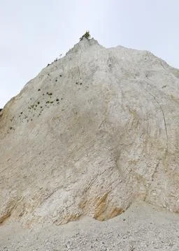 White calcium carbonate cliff that is eroding due to atmospheric agents and.. Foto stock