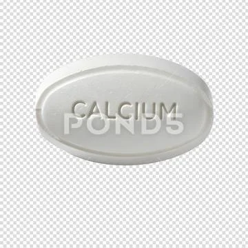 White calcium supplement tablet with 'ca' marking PSD Template
