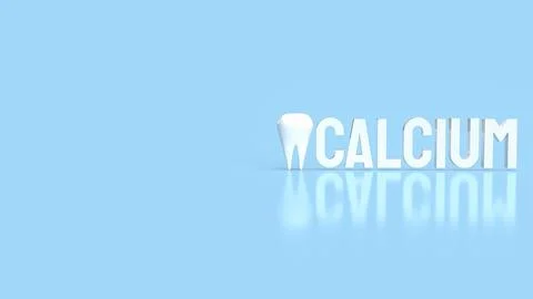 The white calcium text and teeth on blue background 3d rendering Illustration