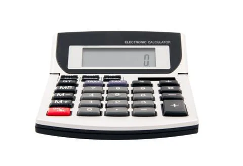 White calculator with clipping path Stock Photos