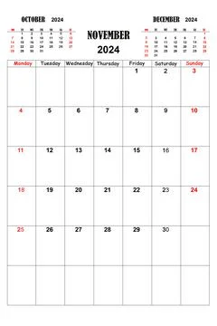 White calendar for December 2024 with previous and next months. New year 20.. Stock Illustration