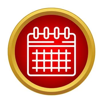 White calendar icon on a red round button 库存插图