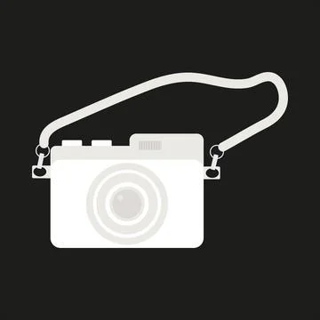White camera in flat style close-up on black background Stock Illustration