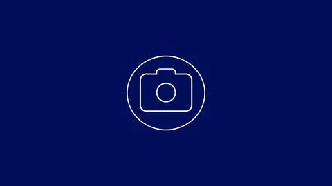 White camera icon on deep blue background representing photography equipmen.. Stock Illustration