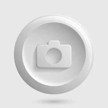 White Camera Icon. Isolated 3D App Button Stock Illustration