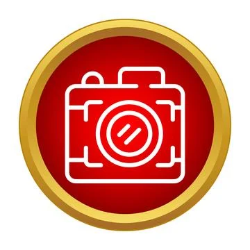White camera icon on red button symbolizing photography 库存插图