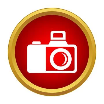White camera icon in red circle button Stock Illustration