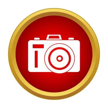 White camera icon in red circle button Stock Illustration