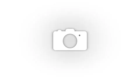 White camera icon with shadow isolated on white background. Stock Footage 203529173