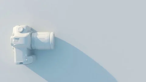 White camera with shadow. Stock Footage 73447878