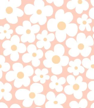 White camomile doodle vector seamless pattern simple floral botanical flower  스톡 일러스트