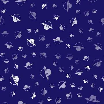 White Camping hat icon isolated seamless pattern on blue background. Beach hat Illustrazione stock