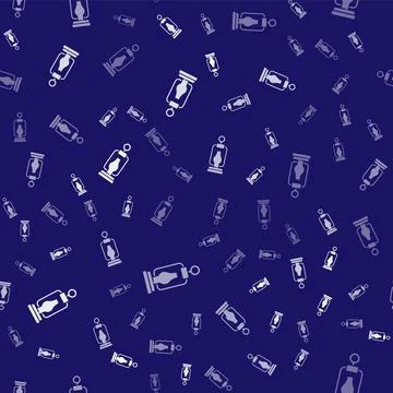 White Camping lantern icon isolated seamless pattern on blue background. Happy Stock Illustration