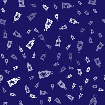 White Camping lantern icon isolated seamless pattern on blue background. Happy Stock Illustration