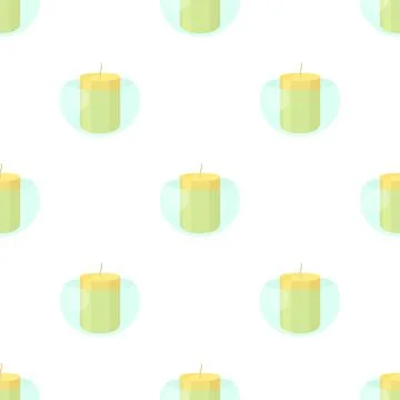 White candle in the glass candlestick pattern seamless vector 스톡 일러스트