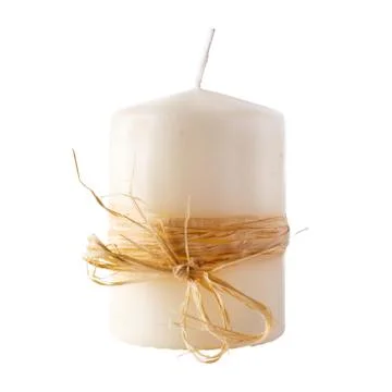 White candle isolated on white background. Stock Photos