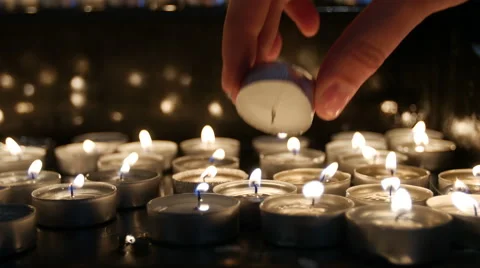 White Candles Burning Peacefully Stock Footage 54076295
