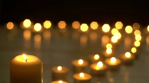 White candles lights Stock Footage 84841235