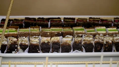 White Candy Bar Wedding, candy buffet. move camera closeup Stock Footage 225245043