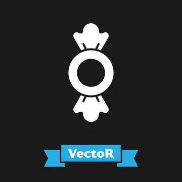 White Candy icon isolated on black background. Vector Stock Illustration