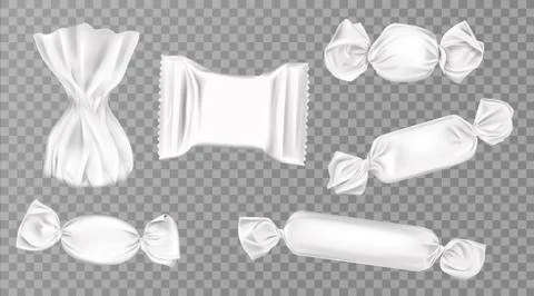 White candy wrappers set. Blank sweets package Иллюстрация