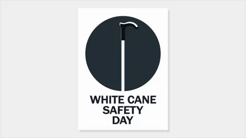 White cane safety day postcard Video stock 346410205
