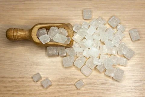 White cane sugar on a rectangular plate Stock Photos
