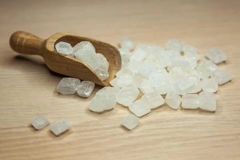 White cane sugar on a rectangular plate Stock Photos