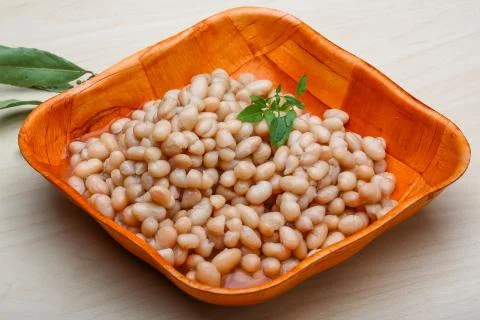 White canned beans Stock Photos