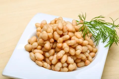 White canned beans Stock Photos