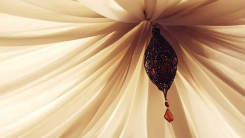 White canopy hanging from ceiling with ornate decoration, different lighting Stock Footage 276365035